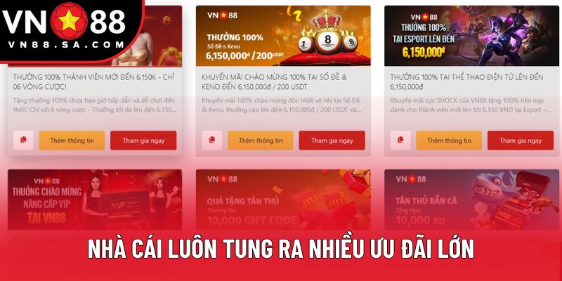 Nhà cái luôn tung ra nhiều ưu đãi lớn Nhà cái luôn tung ra nhiều ưu đãi lớn